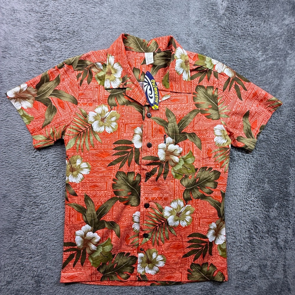 Palmwave Hawaii Button Up Shirt NWT Mens S 100% Cotton Floral Hawaiian Wear